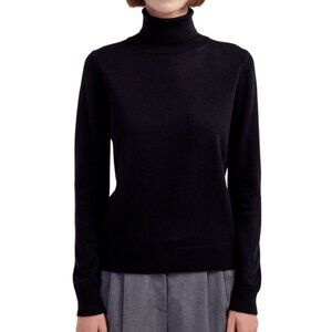 Jolie Sweater Womens Medium Roll Neck Elevated Basic Cashmere Black Long Sleeves